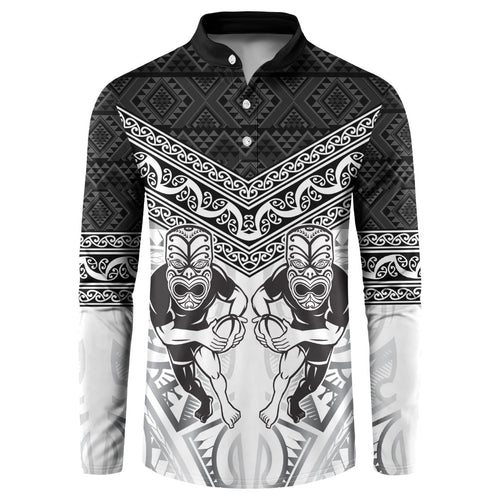 Custom Rugby New Zealand Black Fern Button Sweatshirt Niho Taniwha Inspired