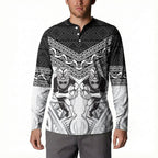 Custom Rugby New Zealand Black Fern Button Sweatshirt Niho Taniwha Inspired