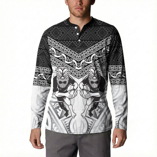 Custom Rugby New Zealand Black Fern Button Sweatshirt Niho Taniwha Inspired