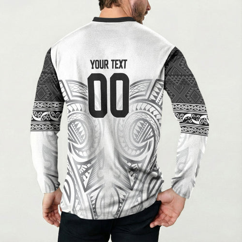 Custom Rugby New Zealand Black Fern Button Sweatshirt Niho Taniwha Inspired