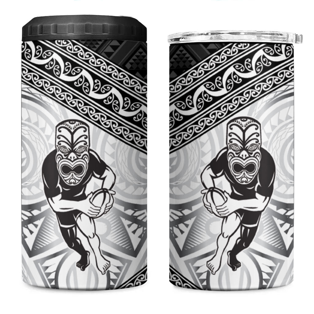 Custom Rugby New Zealand Black Fern 4 in 1 Can Cooler Tumbler Niho Taniwha Inspired