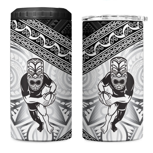 Custom Rugby New Zealand Black Fern 4 in 1 Can Cooler Tumbler Niho Taniwha Inspired