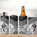 Custom Rugby New Zealand Black Fern 4 in 1 Can Cooler Tumbler Niho Taniwha Inspired