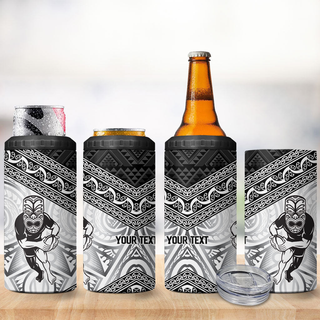 Custom Rugby New Zealand Black Fern 4 in 1 Can Cooler Tumbler Niho Taniwha Inspired