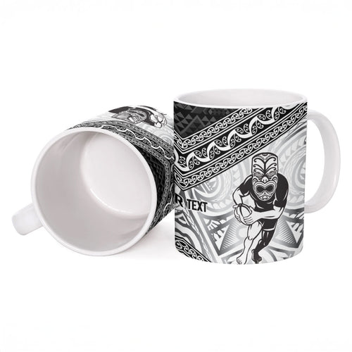 Custom Rugby New Zealand Black Fern Ceramic Mug Niho Taniwha Inspired