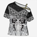 Custom Rugby New Zealand Black Fern Cross Shoulder Shirt Niho Taniwha Inspired