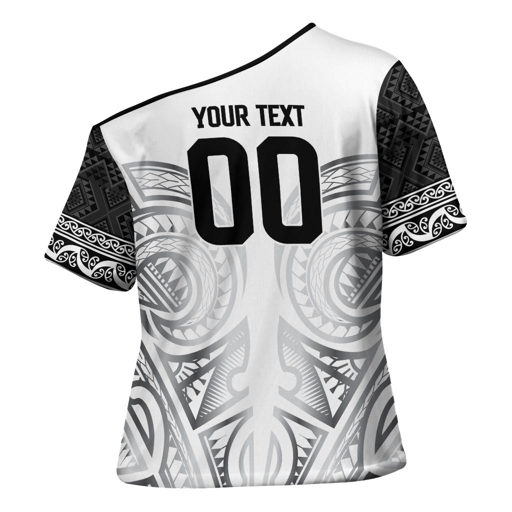 Custom Rugby New Zealand Black Fern Cross Shoulder Shirt Niho Taniwha Inspired