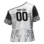 Custom Rugby New Zealand Black Fern Cross Shoulder Shirt Niho Taniwha Inspired