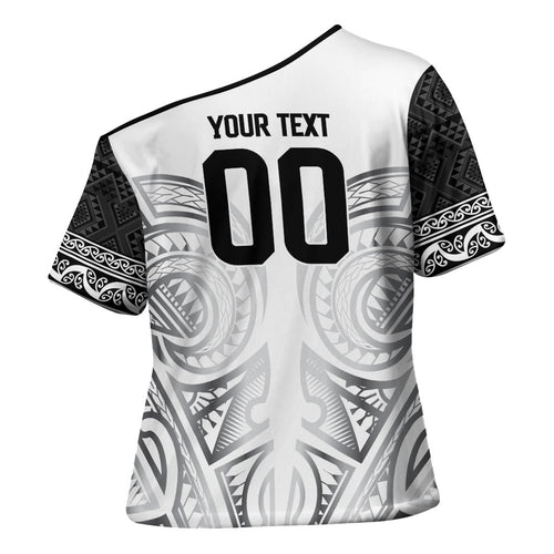 Custom Rugby New Zealand Black Fern Cross Shoulder Shirt Niho Taniwha Inspired