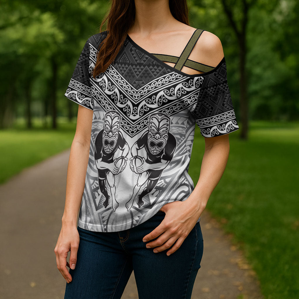 Custom Rugby New Zealand Black Fern Cross Shoulder Shirt Niho Taniwha Inspired