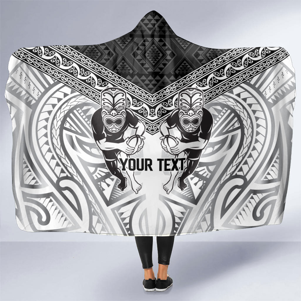 Custom Rugby New Zealand Black Fern Hooded Blanket Niho Taniwha Inspired