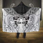 Custom Rugby New Zealand Black Fern Hooded Blanket Niho Taniwha Inspired
