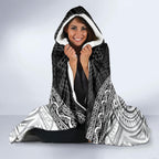 Custom Rugby New Zealand Black Fern Hooded Blanket Niho Taniwha Inspired