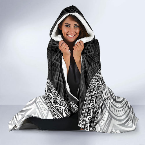 Custom Rugby New Zealand Black Fern Hooded Blanket Niho Taniwha Inspired