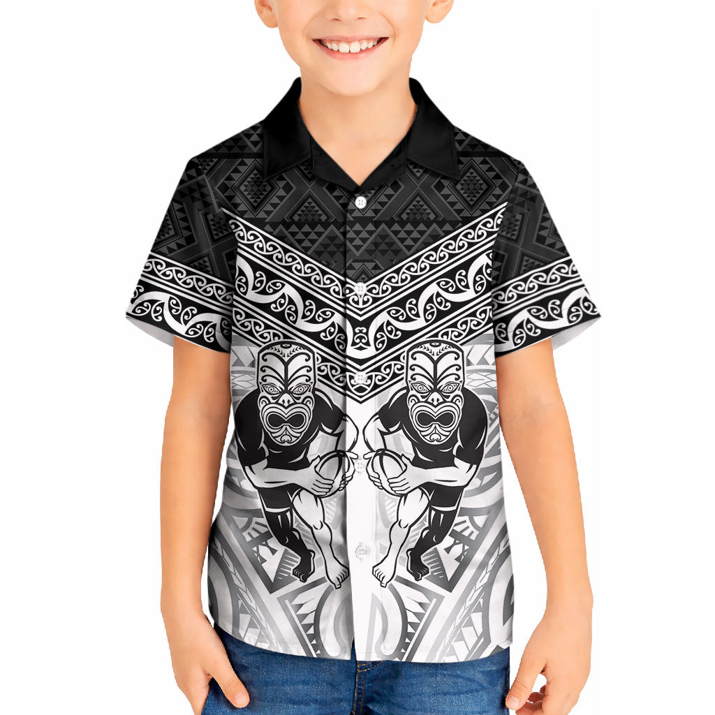 Custom Rugby New Zealand Black Fern Kid Hawaiian Shirt Niho Taniwha Inspired