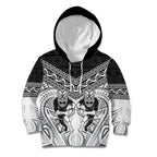 Custom Rugby New Zealand Black Fern Kid Hoodie Niho Taniwha Inspired