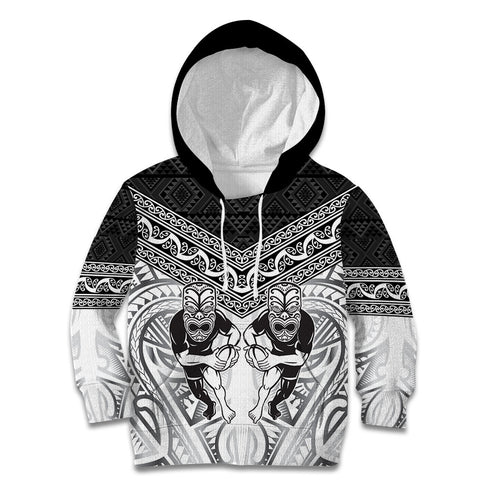 Custom Rugby New Zealand Black Fern Kid Hoodie Niho Taniwha Inspired
