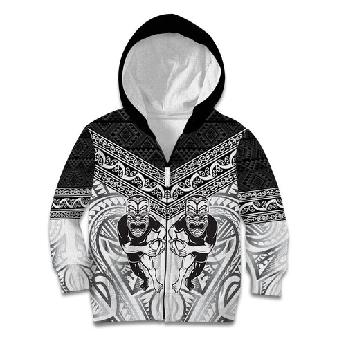 Custom Rugby New Zealand Black Fern Kid Hoodie Niho Taniwha Inspired