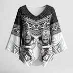 Custom Rugby New Zealand Black Fern Kimono Sleeve Blouse Niho Taniwha Inspired