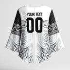 Custom Rugby New Zealand Black Fern Kimono Sleeve Blouse Niho Taniwha Inspired