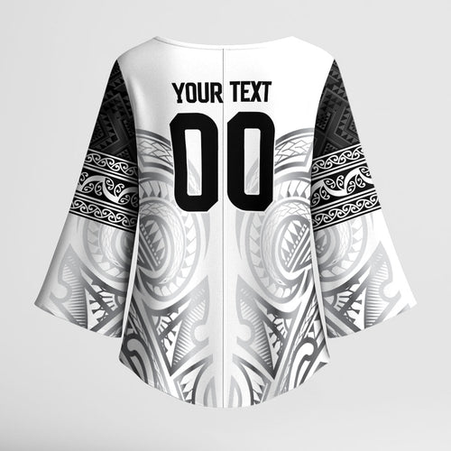 Custom Rugby New Zealand Black Fern Kimono Sleeve Blouse Niho Taniwha Inspired