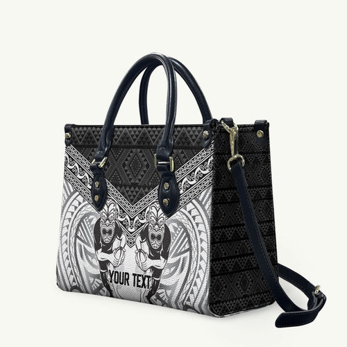 Custom Rugby New Zealand Black Fern Leather Bag Niho Taniwha Inspired