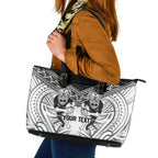 Custom Rugby New Zealand Black Fern Leather Tote Bag Niho Taniwha Inspired