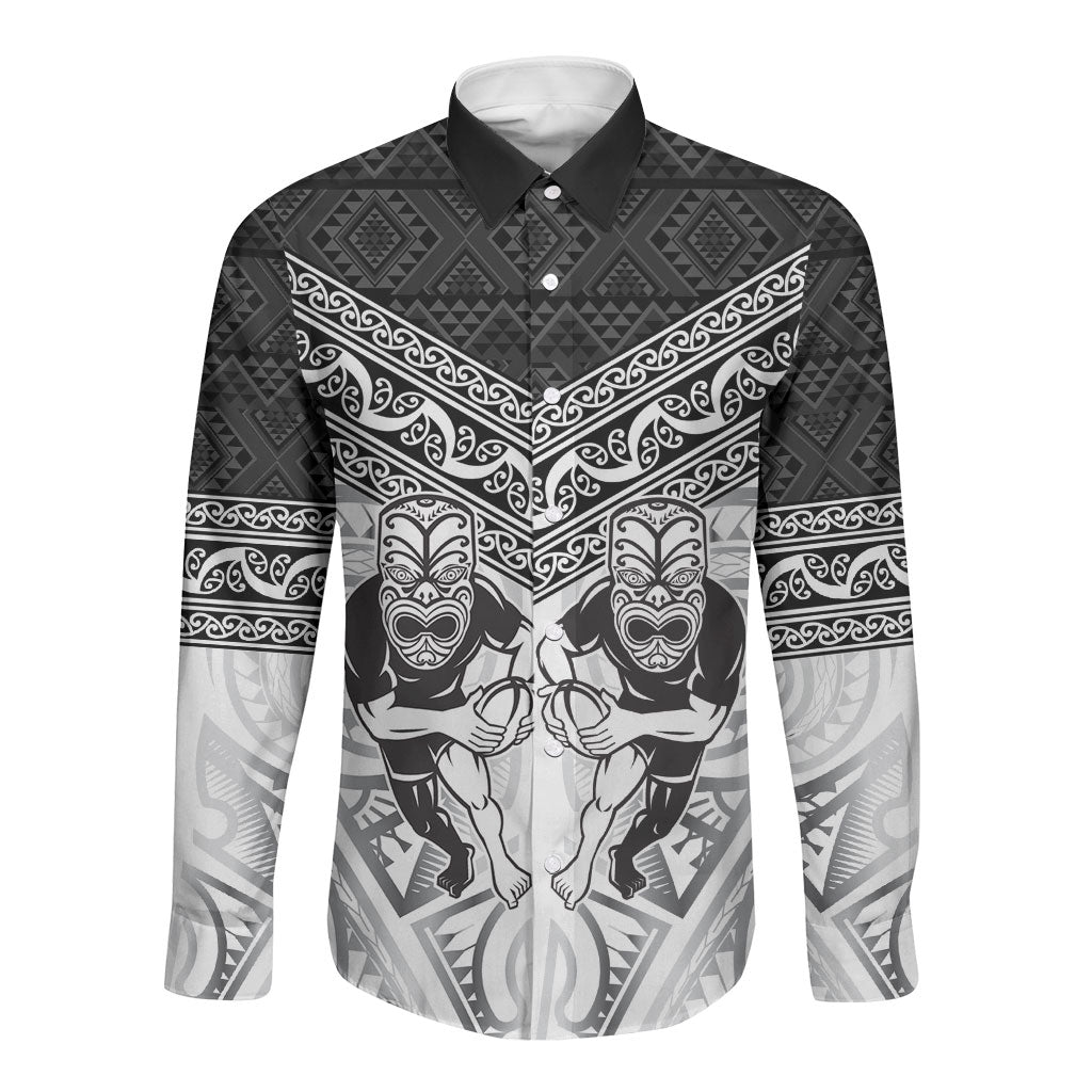Custom Rugby New Zealand Black Fern Long Sleeve Button Shirt Niho Taniwha Inspired