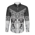 Custom Rugby New Zealand Black Fern Long Sleeve Button Shirt Niho Taniwha Inspired