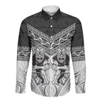 Custom Rugby New Zealand Black Fern Long Sleeve Button Shirt Niho Taniwha Inspired