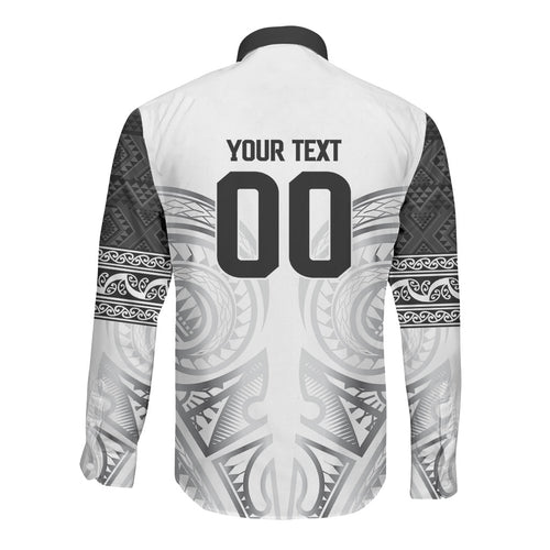 Custom Rugby New Zealand Black Fern Long Sleeve Button Shirt Niho Taniwha Inspired