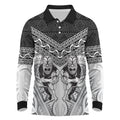 Custom Rugby New Zealand Black Fern Long Sleeve Polo Shirt Niho Taniwha Inspired