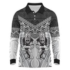 Custom Rugby New Zealand Black Fern Long Sleeve Polo Shirt Niho Taniwha Inspired