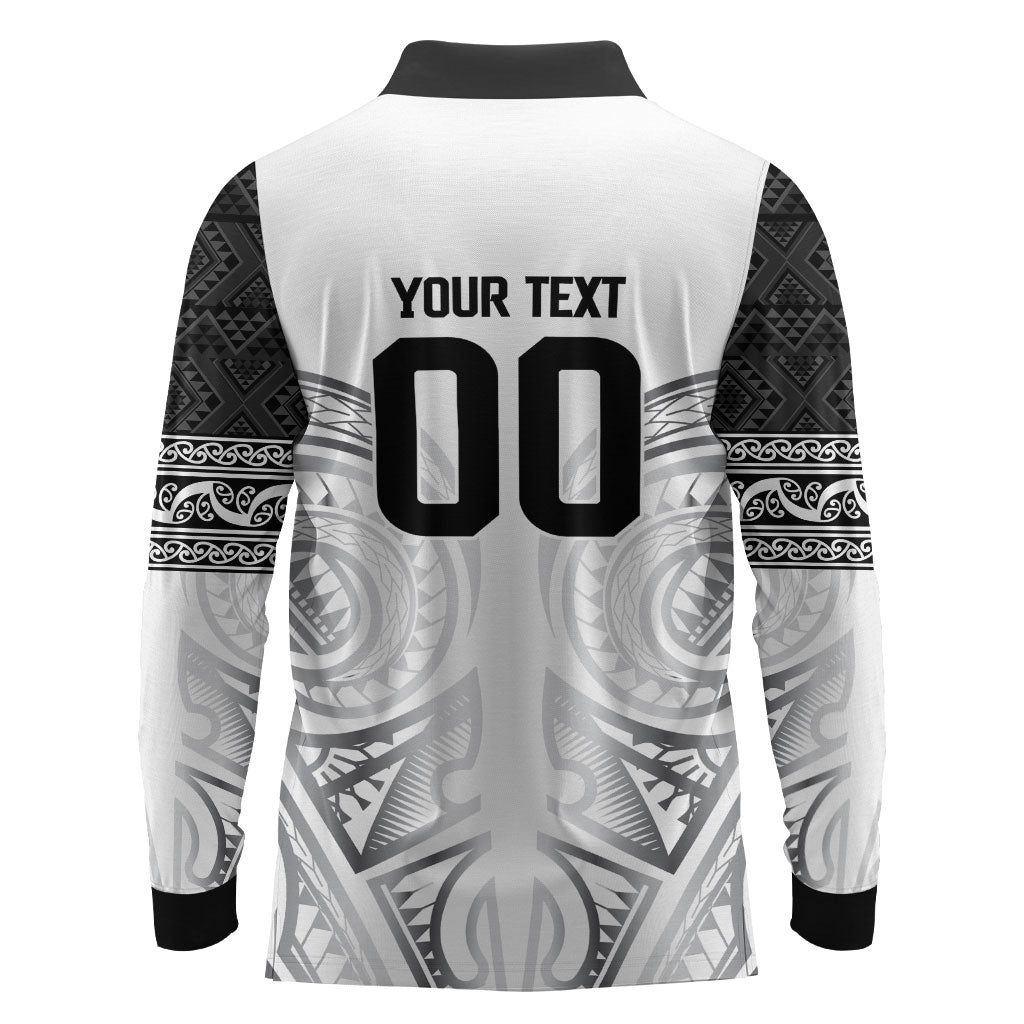 Custom Rugby New Zealand Black Fern Long Sleeve Polo Shirt Niho Taniwha Inspired