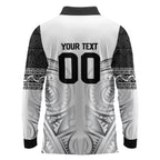 Custom Rugby New Zealand Black Fern Long Sleeve Polo Shirt Niho Taniwha Inspired