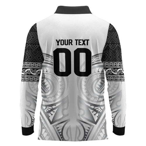 Custom Rugby New Zealand Black Fern Long Sleeve Polo Shirt Niho Taniwha Inspired