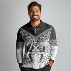 Custom Rugby New Zealand Black Fern Long Sleeve Polo Shirt Niho Taniwha Inspired