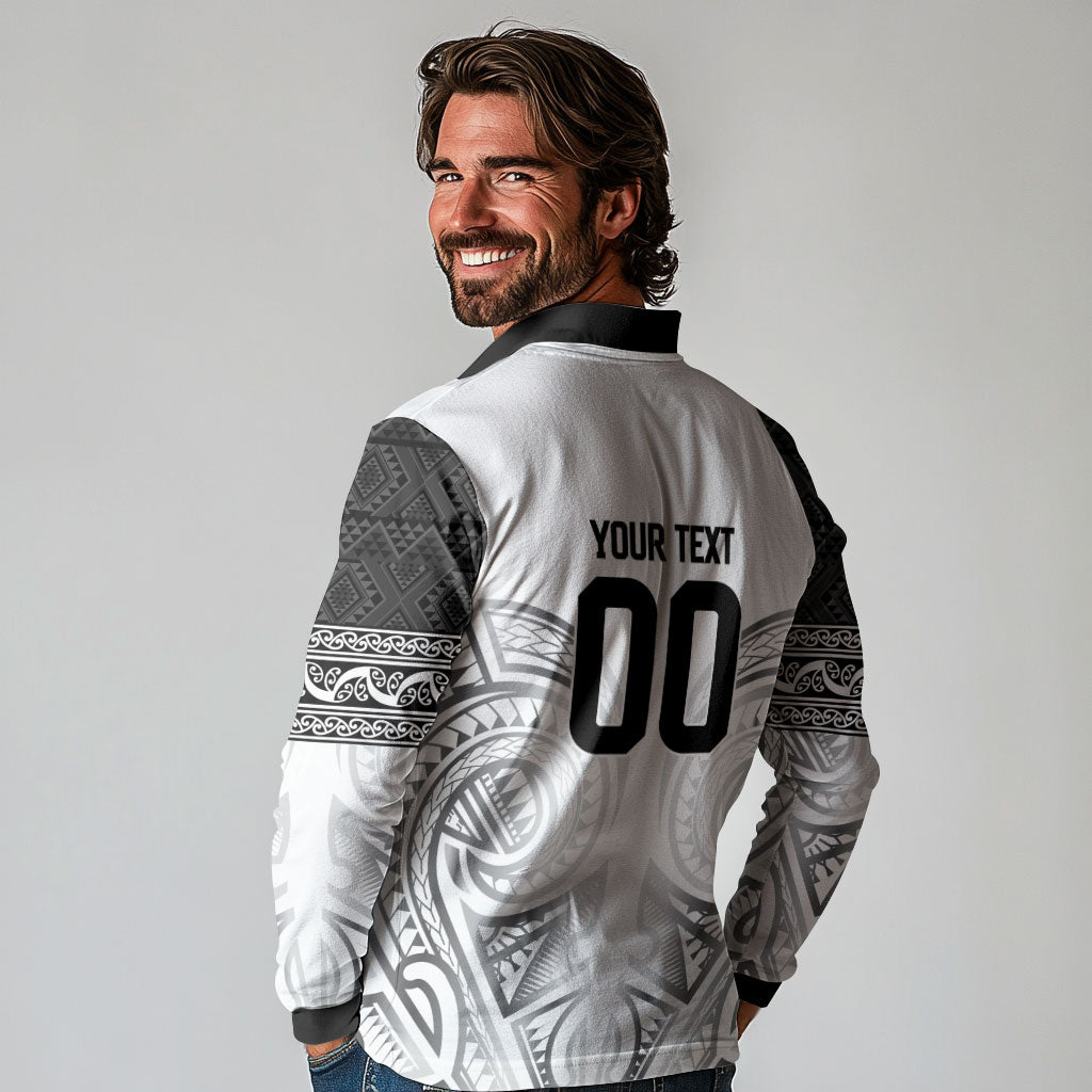 Custom Rugby New Zealand Black Fern Long Sleeve Polo Shirt Niho Taniwha Inspired