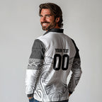 Custom Rugby New Zealand Black Fern Long Sleeve Polo Shirt Niho Taniwha Inspired