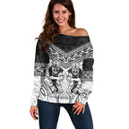 Custom Rugby New Zealand Black Fern Off Shoulder Sweater Niho Taniwha Inspired