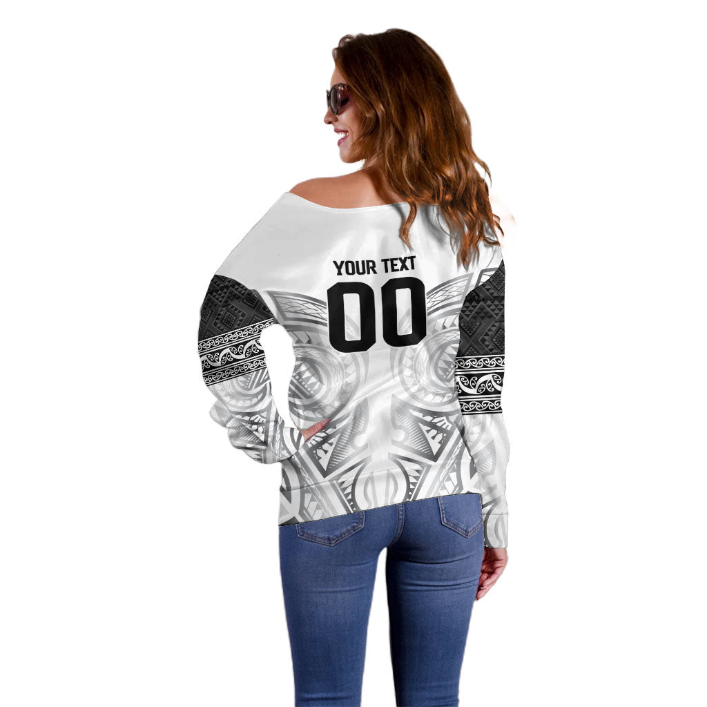 Custom Rugby New Zealand Black Fern Off Shoulder Sweater Niho Taniwha Inspired