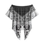Custom Rugby New Zealand Black Fern Off Shoulder Wrap Waist Top Niho Taniwha Inspired