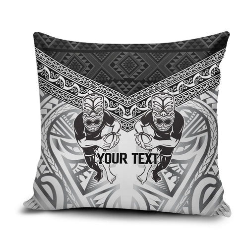 Custom Rugby New Zealand Black Fern Pillow Cover Niho Taniwha Inspired