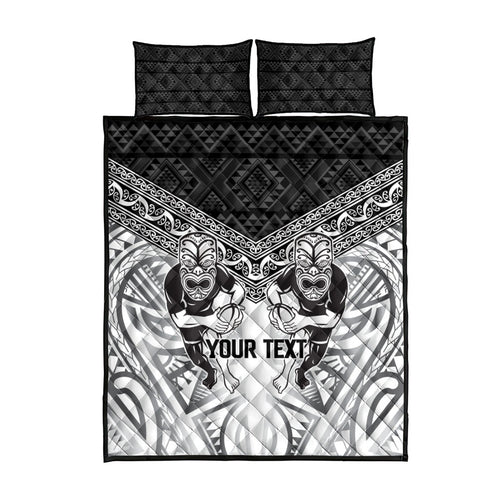 Custom Rugby New Zealand Black Fern Quilt Bed Set Niho Taniwha Inspired