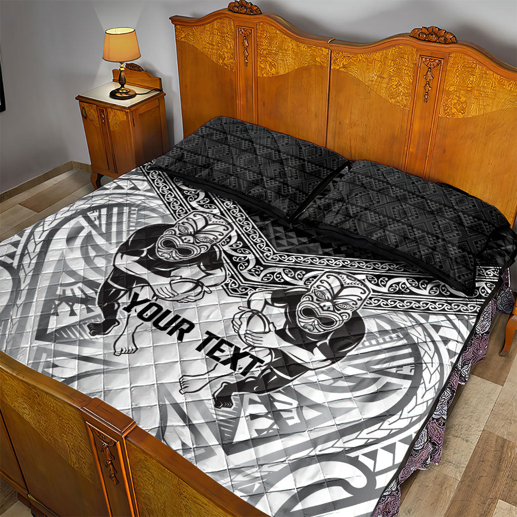 Custom Rugby New Zealand Black Fern Quilt Bed Set Niho Taniwha Inspired
