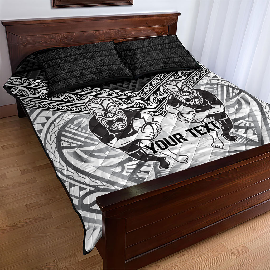 Custom Rugby New Zealand Black Fern Quilt Bed Set Niho Taniwha Inspired