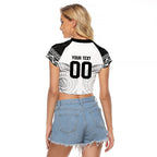 Custom Rugby New Zealand Black Fern Raglan Cropped T Shirt Niho Taniwha Inspired