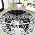 Custom Rugby New Zealand Black Fern Round Carpet Niho Taniwha Inspired
