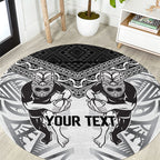 Custom Rugby New Zealand Black Fern Round Carpet Niho Taniwha Inspired