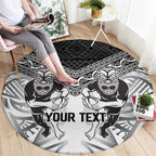 Custom Rugby New Zealand Black Fern Round Carpet Niho Taniwha Inspired